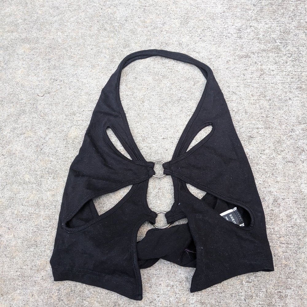 SHEIN Black Cut-Out Backless Crop Top